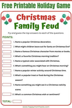 a printable christmas game for kids to play