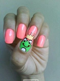 Cute Princess And The Frog Prince Nail Design Tumblr Nail Art, Nails For Kids, Great Nails, Mia 3, Get Nails, Pink Nail, I Love Nails, Cute Nail Art, Cute Nail Designs