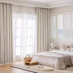 Curtains living room Long Curtains Short Window Bedroom, Nice Curtains Bedroom, Cute White Curtains, Window Curtains Ideas Bedroom, White Room Curtain Ideas, Curtains Across Entire Wall, Curtains For White Bedroom, Tirai Jendela Aesthetic, Gorden Jendela Aesthetic