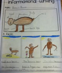 an informational writing activity for children with pictures of people and animals in the background