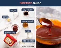 the ingredients to make bibimba sauce are shown