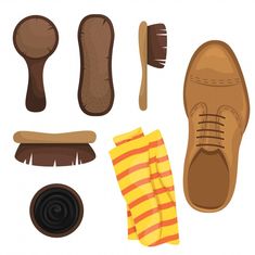 Shoe shine kit. brushes, sponges, shoe p... | Premium Vector #Freepik #vector #brush #cleaning #clean #shoes Polish Illustration, Shoes Vector, Vector Brush, Shoe Designs, Shoes Illustration, Oxford Shoe