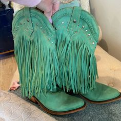 Liberty Black Turquoise Fringe Boots Size 7 Hardly Worn Super Cute For Concerts Or A Night Out! Comes From A Non-Smoking Home Black Turquoise, Fringe Boots, Black Blue, Black Shoes, Bootie Boots, Blue Black, Night Out, Ankle Boots, Super Cute