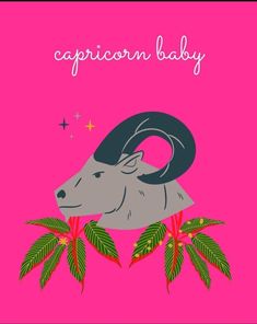 the capricon baby greeting card features an illustration of a ram's head