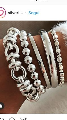 JEWELRY-FASHION STYLE-BEAUTY 🥰 💜 Chunky Silver Jewellery, Casual Jewelry, Dope Jewelry, Silver Jewelry Handmade, Fabulous Jewelry, Stylish Jewelry, Jewelry Trends, Cute Jewelry, Silver Bracelets