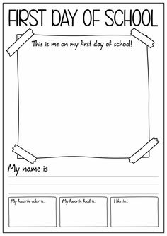 the first day of school worksheet for students to practice their handwriting and writing skills