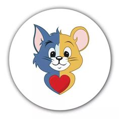 a cartoon mouse with a heart on it's chest and the face of a cat