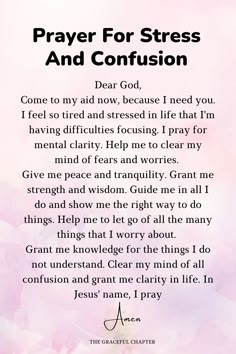 Scripture For Confusion, Prayer Against Distractions, Prayer For Procrastination, Prayer For Confusion, Bedtime Prayers For Women, Prayer For Stressful Times, Calming Prayers, Prayers For Guidance, The Graceful Chapter