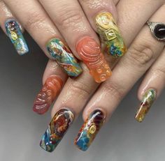 Lexi Nails, Retro Nails, Her Nails, Pretty Gel Nails, Crazy Nails, Unique Acrylic Nails, Get Nails, Girls Nails