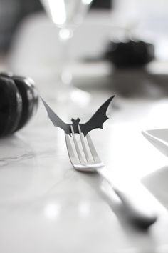 a knife and fork are on the table