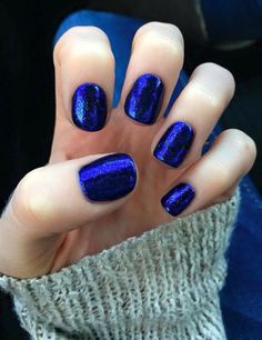 Blue Mylar Nails, Shellac Nail Designs, Midnight Swim, Nail Colors Winter, Super Nails, Cnd Shellac, Blue Nail, Homecoming Hair, Shellac Nails