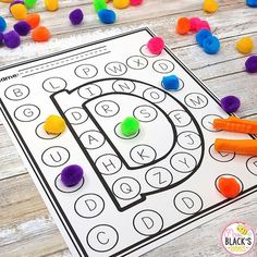 a printable letter b worksheet for kids to practice letters and numbers with colored candies