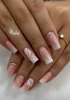 Bridal Nails Coffin, Butterfly Nail Designs Acrylic, Nail Trends Winter, Winter Nail Inspiration, Nails Acrylic Winter, Nail Ideas Winter, Nail Designs Winter, Acrylic Nails Winter, Wedding Nails For Bride Bridal