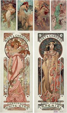 Alfons Maria Mucha, Art Nouveau Mucha, Moët Chandon, Illustration Art Nouveau, Alphonse Mucha Art, Design Art Nouveau, Illustration Kunst, Istoria Artei, Mucha Art