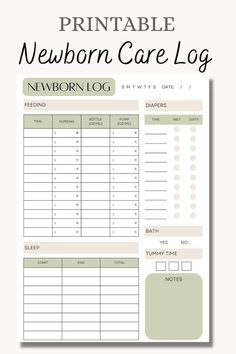 the printable baby care tracker for babies