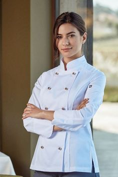 Working Uniform Women, Professional Chef Uniform Women, Chef Clothes Women, Chef Wear Women, Chef Outfit Aesthetic, Female Chef Aesthetic