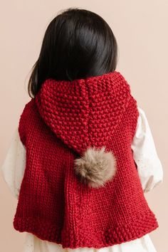 Cute Winter Knitting Pattern, Cute Chunky Knit Outerwear For Winter, One Size Red Knitted Outerwear, Red Knitted Outerwear, Cozy Hand Knitted Winter Poncho, Cozy Hand-knitted Winter Poncho, Hand Knitted Knit Poncho For Winter, Winter Knitted Yarn Poncho, Winter Acrylic Yarn Poncho