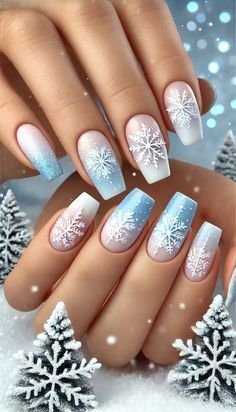 Frosty Nails, Snowflake Nail Art, Christmas Nail Art Designs, Holiday Nail Art, Snowflake Nails, Christmas Nail, Christmas Nail Art