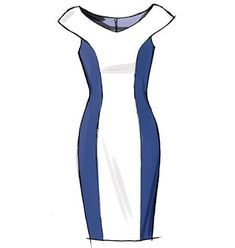 a drawing of a blue and white dress