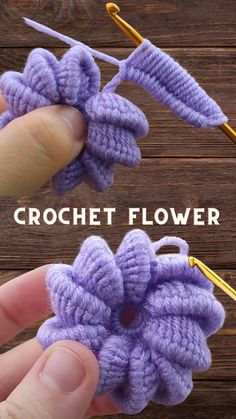 the crochet flower is being used to make an ornament for flowers