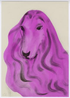 a drawing of a pink horse with long hair