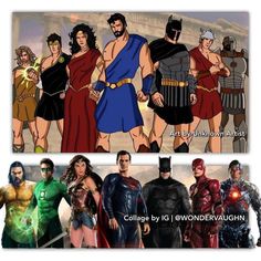 an image of the dc characters in different costumes