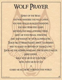 the wolf prayer is shown in black and white