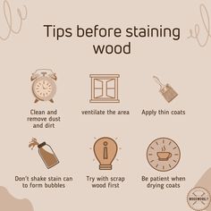 an info sheet describing how to clean and maintain wood stains from staining on furniture