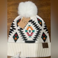 Questions? Leave A Comment Below! Casual White Hat For Fall, White Winter Beanie One Size, Casual Winter Beanie With Pom Poms, Casual Beanie With Pom Poms, Casual Fall Beanie With Pom Poms, White Winter Hats For Cold Weather, White Cap For Fall, Trendy Warm White Hat, Trendy White Warm Hats