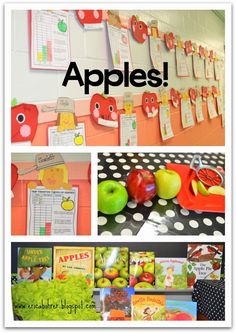 apple themed classroom decor with apples on the wall