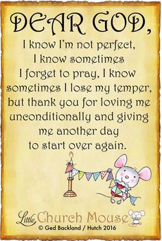 a card with a cartoon mouse saying dear god