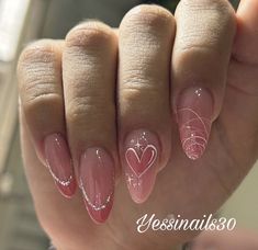 Nails Design With Hearts, Dainty Feminine Nails, Lover Themed Nails Taylor Swift, Wedding Nails Aesthetic, Pink Nail Designs Gel, Feminin Nails, Nude And Pink Nail Designs, Gel Inspo Nails, Cute Nail Extensions