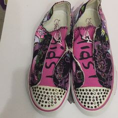 Excellent Condition, Never Worn, Multicolored, Nice Artwork, Inside Of Shoes Slight Discoloring Shoes Cute, Neon Aesthetic, Ed Hardy, Vintage Pink, Pink Black, Kids Shoes, Shoes Sneakers, Black Pink, Neon