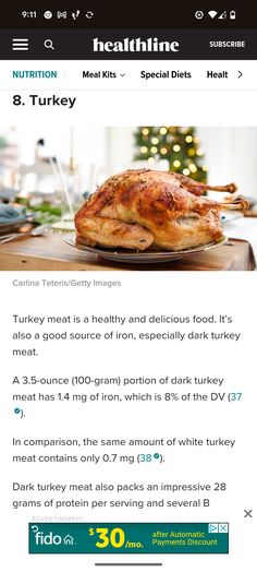 Good Sources Of Iron, Turkey Meat, Yummy Food, Nutrition, Diet