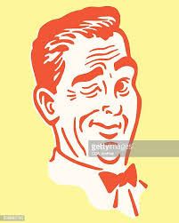 an old man with a bow tie on his neck in orange and yellow background - retro clip art