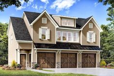 this is an artist's rendering of these two - story homeplans with garages