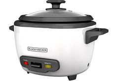 the slow cooker is white and black