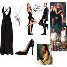 Mr & Mrs Smith Costume for Halloween Mr And Mrs Smith Black Dress, Jane Smith Outfit, Jane Smith Halloween Costume, Mr Ms Smith Costume, Jane Smith Aesthetic, Jane Smith Costume, Film Character Costumes, Ms And Mrs Smith, Mr And Miss Smith