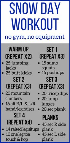 This snow day workout is a great way to burn calories with no equipment - right at home! These bodyweight exercises make the perfect indoor cardio workout. At Home Workouts No Equipment, Gym Workout Ideas, No Gym Workout, Workouts No Equipment, No Gym, Yoga Posen, Online Fitness, Cardio Training