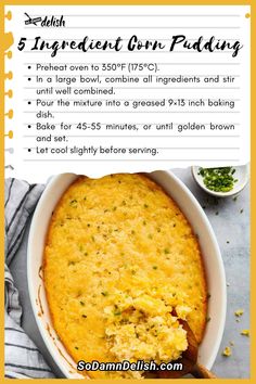 5 Ingredient Corn Pudding Jiffy Corn Muffins, Corn Pudding, Corn Muffin Mix, Corn Muffins, Healthy Treat, 5 Ingredient, Family Dinners, Healthy Treats, Family Dinner