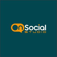 the social studio logo on a dark blue background with an orange speech bubble above it