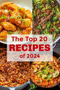 the top 20 recipes of 2012 are featured in this collage with text overlay