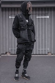 #futurewear #darkwear #wearetechwear #techwearlooks #techwearfits #drkshdw #streetwear #cyberpunk #techwearstyle #techfashion #scarlxrd #techwear #techwearfashion #techwearfashion #techweargeneral #techwearfits #urbanninja #techwearsociety #techwearusa #warcore Techwear Shirt, Techwear Pants, Techwear Outfits, Functional Clothing, Figure Reference, Outfits For Men