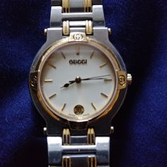 Very Well Kept Authentic Gucci Ladies Watch Large Face. Brand New Battery. I'm Hoping You Can See The Size It's Not Small But It's Not The Biggest Either. I Am Original Owner. Gucci White Gold Watch With Polished Finish, Gucci White Gold Polished Watches, Modern Gucci Watch With Polished Finish, Gucci Classic Jewelry With Diamond Hour Markers, Gucci Gold Jewelry With Diamond Hour Markers, Gucci Silver Watch With Polished Finish, Formal Gucci Jewelry With Diamond Hour Markers, Classic Gucci Watch With Polished Finish, Timeless Gucci Watch With Polished Finish