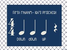 the first rhym - let's practice down down up sign on a chain link fence