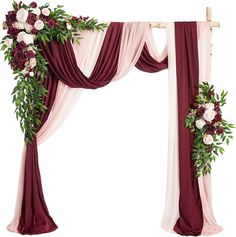 an arch decorated with flowers and greenery for a wedding ceremony or party, isolated on a white background