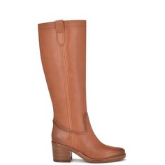 Hecee Block Heel Tailored Boots - Nine West Knee High Boots For Petite Women, Women’s Brown Boots, Boots For Petite Women, Leather Boots Outfit, Brown Tall Boots, Frye Campus Boots, Tan Leather Boots, Soft Leather Boots, High Heeled Boots