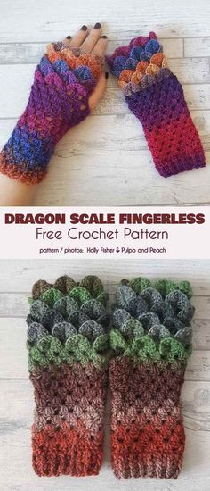 crochet pattern for dragon scale fingerless gloves with free crochet pattern