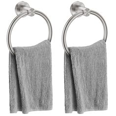 two towels hanging on a towel rack