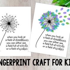 three handmade cards with dandelions on them and the words, when you look at